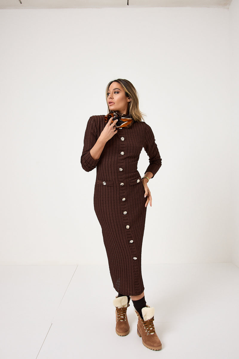 Abito midi bottoni oro FEDERICA BI ( vari colori )