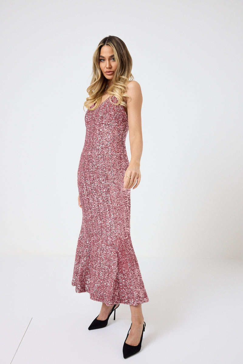 Abito in paillettes rosa FEDERICA BI