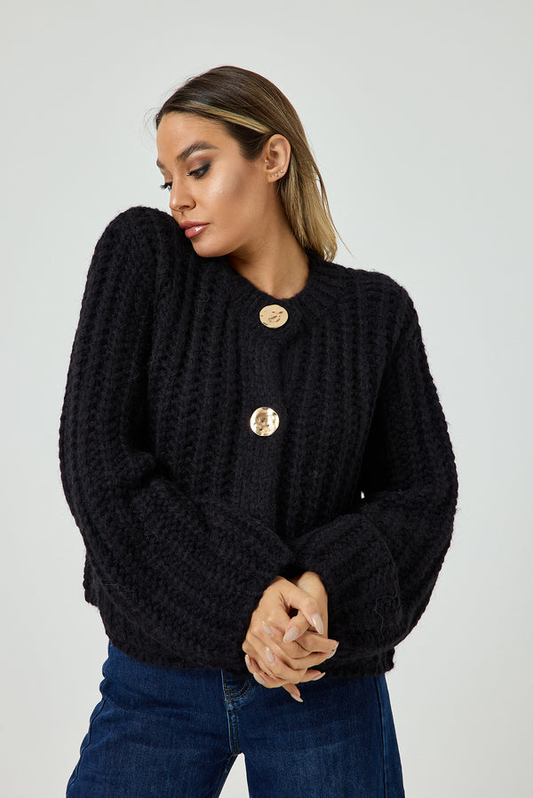 Cardigan bottone oro FEDERICA BI