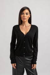 Cardigan in lana nero FEDERICA BI