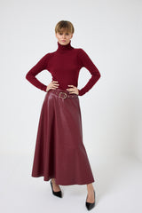 Gonna in ecopelle FEDERICA BI ( nera e bordeaux )