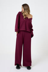 Completo tuta in punto Milano bordeaux FEDERICA BI