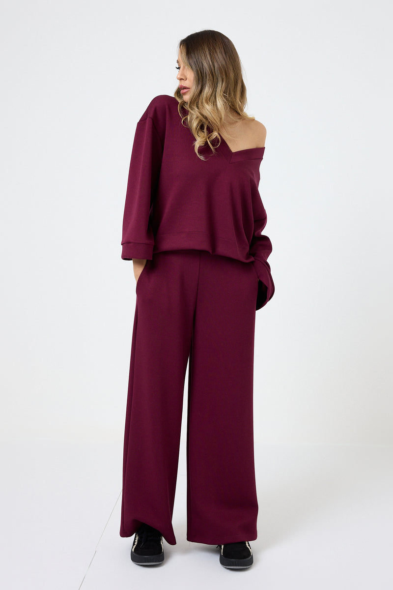 Completo tuta in punto Milano bordeaux FEDERICA BI