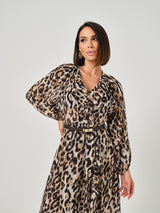 Abito in chiffon stampa animalier macro FEDERICA BI