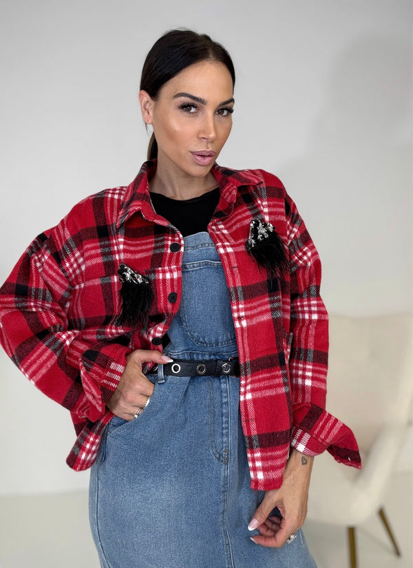 Camicia tartan spilla gioiello FEDERICA BI