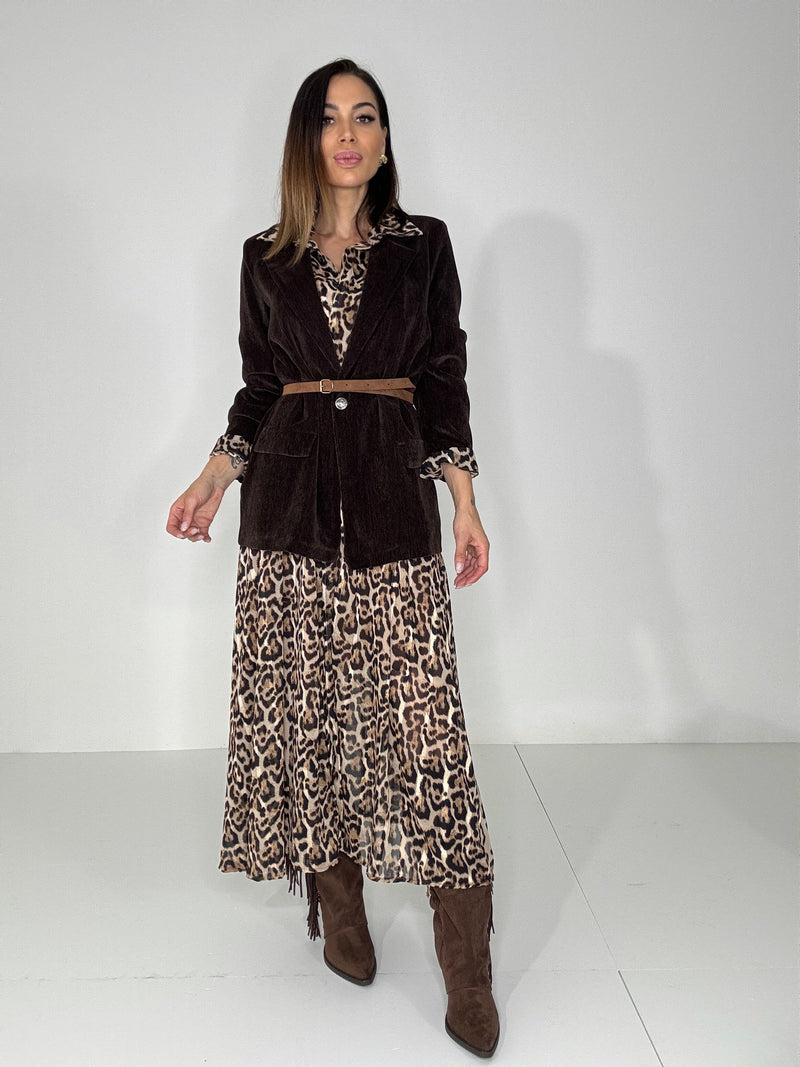 Blazer in velluto marrone FEDERICA BI