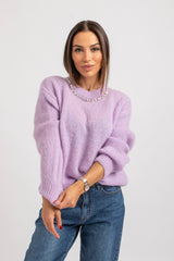 Maglione con colletto gioiello FEDERICA BI (due colori)