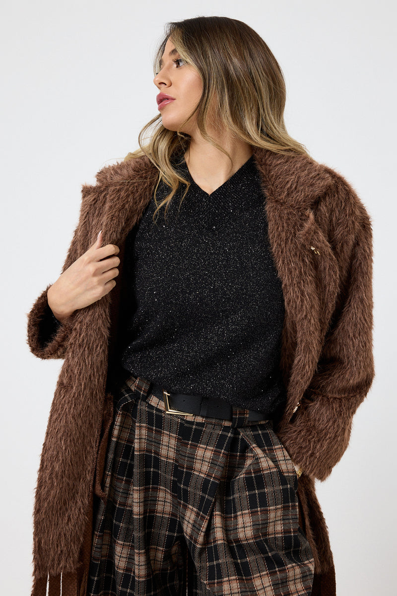 Cappotto lungo con frange FEDERICA BI ( due colori )