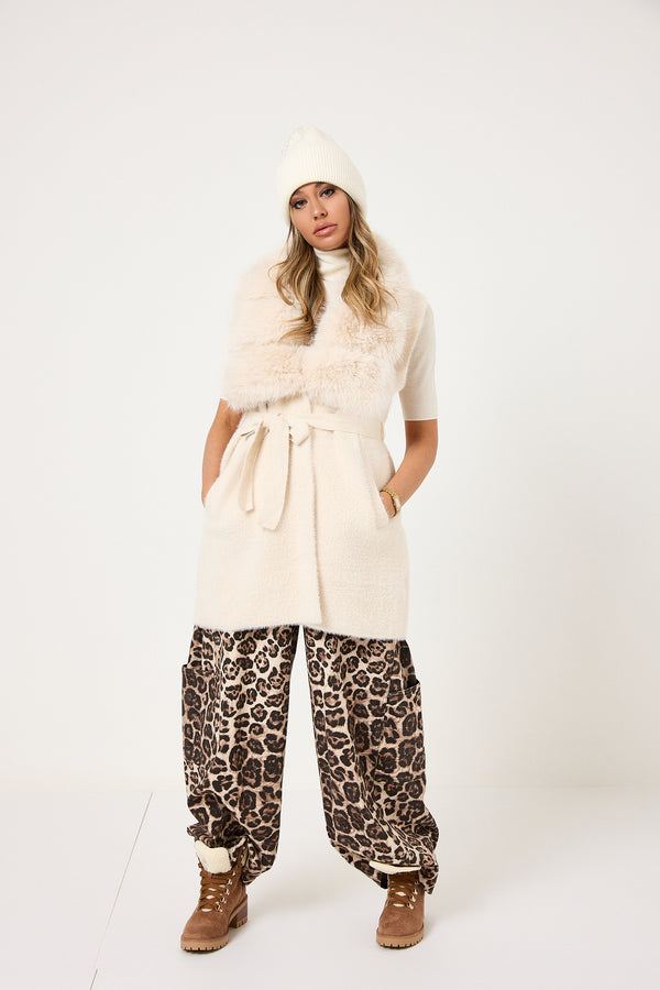 Gilet burro in ciniglia ed ecopelliccia FEDERICA BI