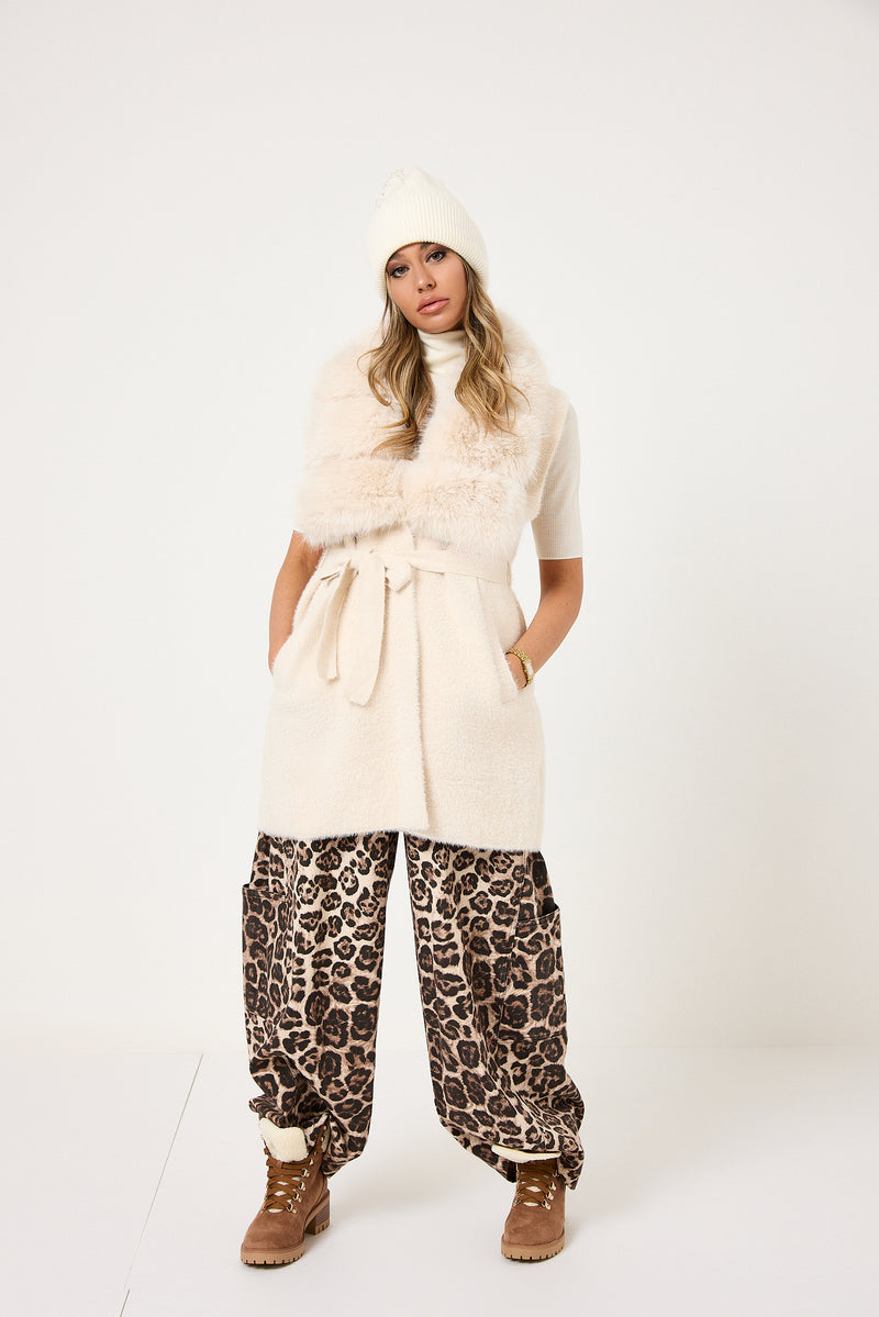 Gilet burro in ciniglia ed ecopelliccia FEDERICA BI