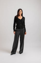 Pantalone nero in ecopelle FEDERICA BI
