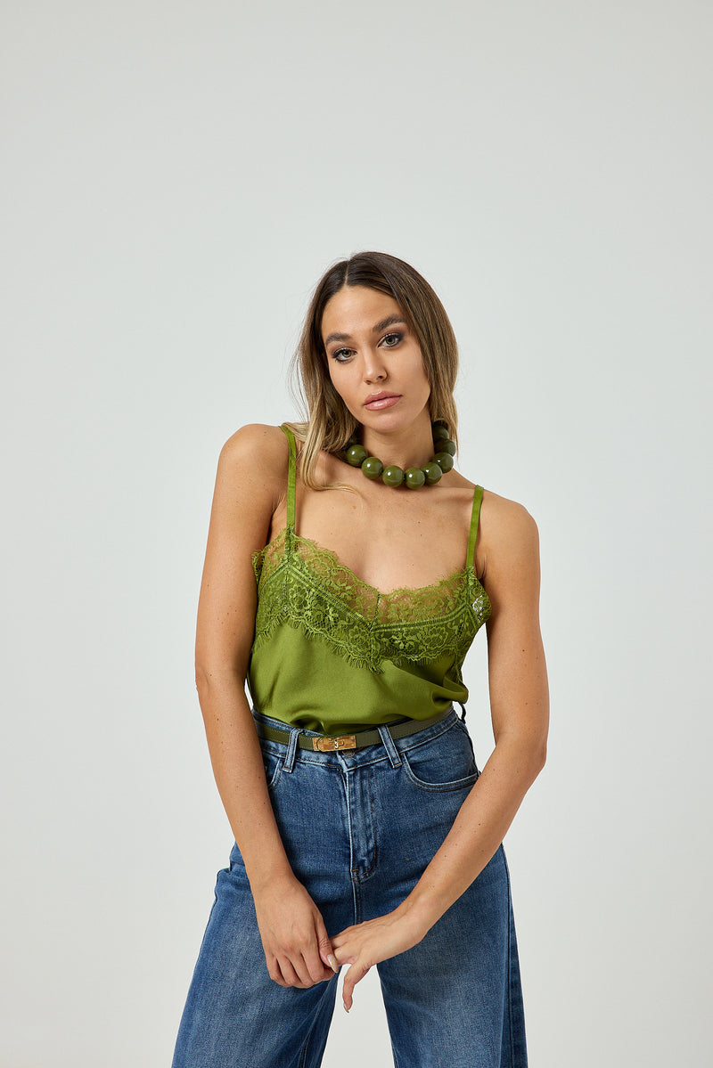 Top in raso e pizzo FEDERICA BI