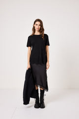 Maglia nera in cotone e pizzo FEDERICA BI