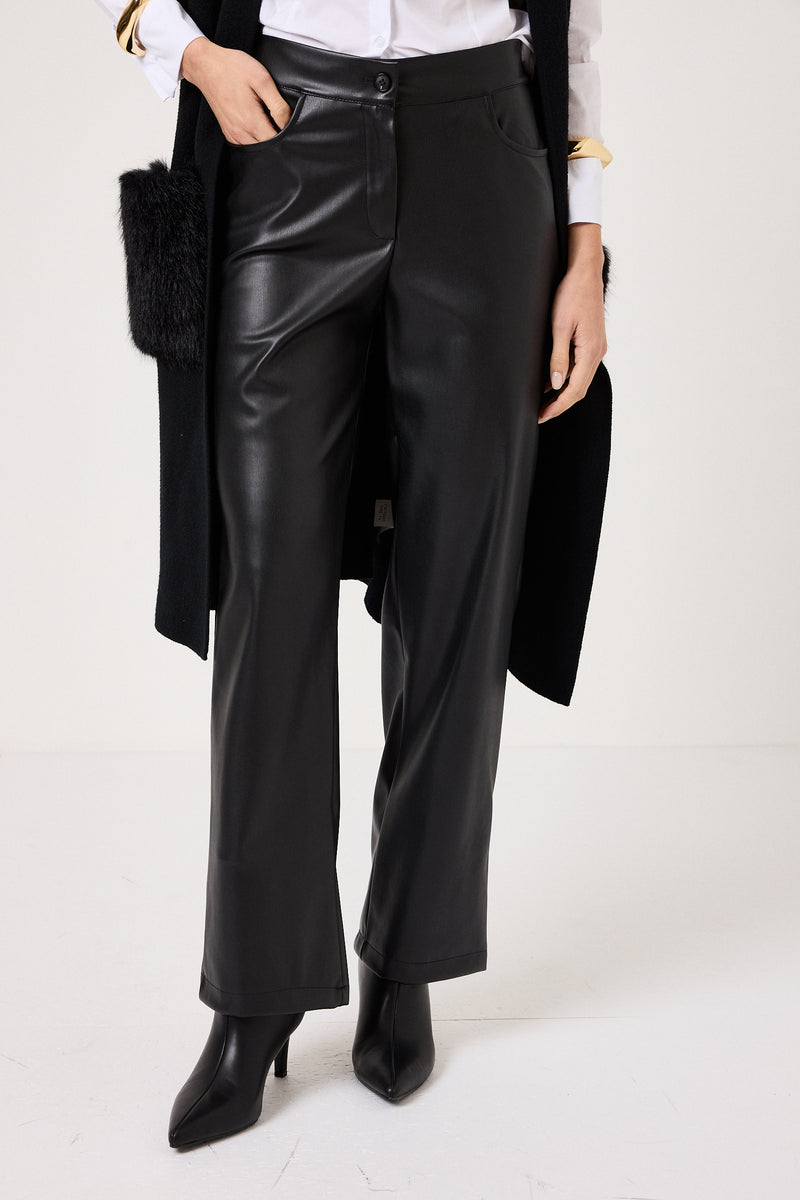 Pantalone nero in ecopelle FEDERICA BI