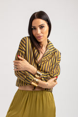 Camicia riga verde acido FEDERICA BI