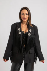 Blazer nero frange FEDERICA BI