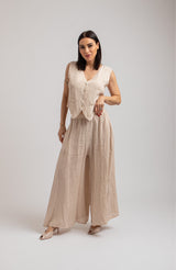 Gilet in lino beige FEDERICA BI