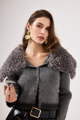 Cardigan in maglia grigio FEDERICA BI