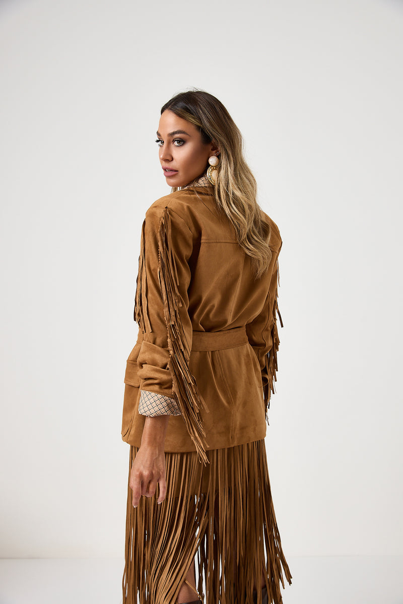 Giacca in suede biscotto FEDERICA BI