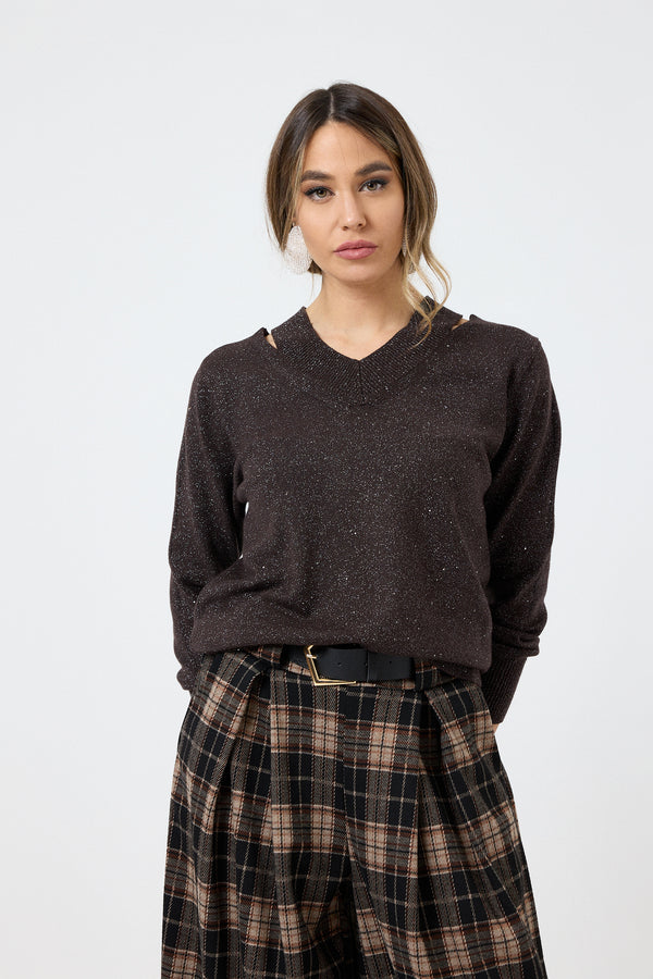 Maglia cut out lurex FEDERICA BI ( più colori )