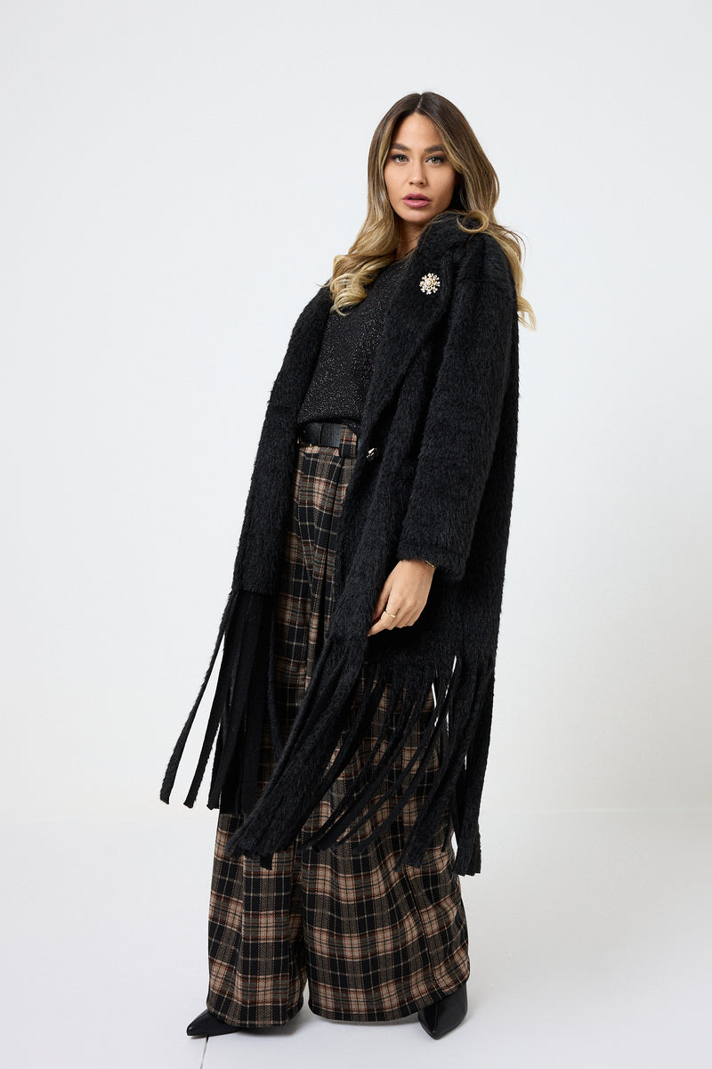 Cappotto lungo con frange FEDERICA BI ( due colori )