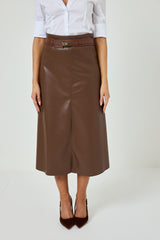 Gonna in similpelle marrone FEDERICA BI