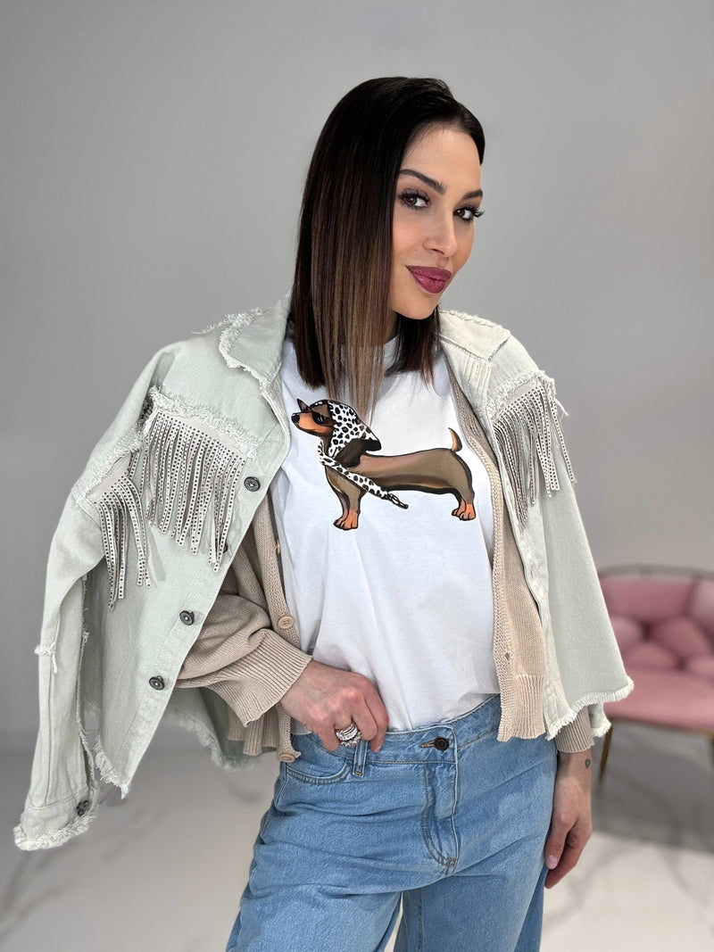 Giacca in denim frange FEDERICA BI