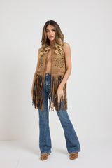 Gilet in suede frange FEDERICA BI