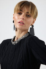 Maglia treccia cristalli FEDERICA BI