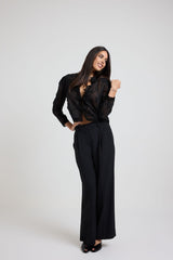 Pantalone nero in cadi FEDERICA BI