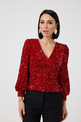 Maglia in velluto rosso FEDERICA BI