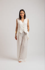 Pantalone in lino bianco FEDERICA BI