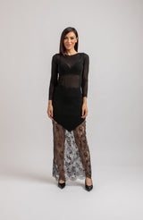 Gonna nera tricot e pizzo chantilly FEDERICA BI