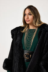 Giacca nera in ecopelliccia FEDERICA BI