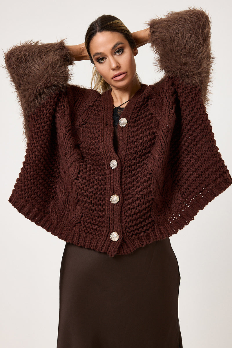 Cardigan treccia e ciniglia FEDERICA BI ( vari colori )