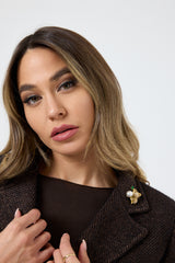 Blazer in ciniglia con spilla FEDERICA BI