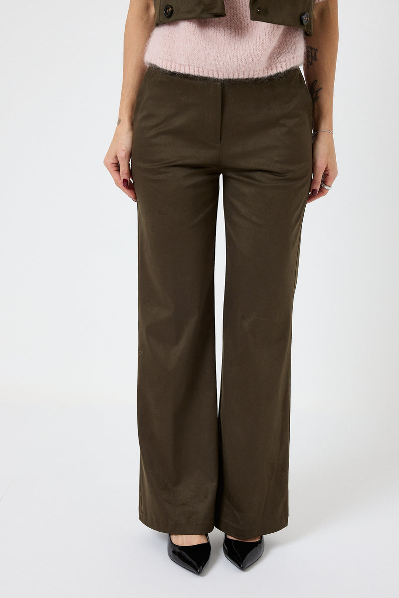 Pantalone in ecosuede verde FEDERICA BI