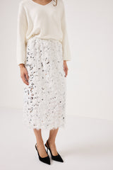 Gonna bianca piume e paillettes FEDERICA BI