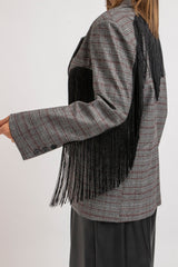 Blazer principe di Galles frange nere FEDERICA BI