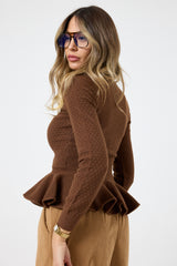 Maglia marrone bottoni gioiello FEDERICA BI