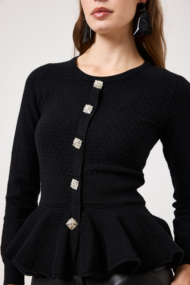 Maglia nera bottoni gioiello FEDERICA BI