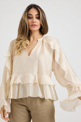 Camicia beige volant FEDERICA BI