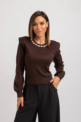 Maglia spallina e collo gioiello FEDERICA BI