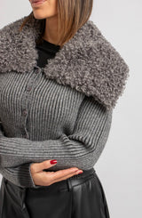 Cardigan grigio ecofur ricciolino FEDERICA BI