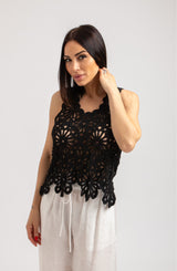 Top nero crochet FEDERICA BI