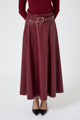 Gonna in ecopelle FEDERICA BI ( nera e bordeaux )