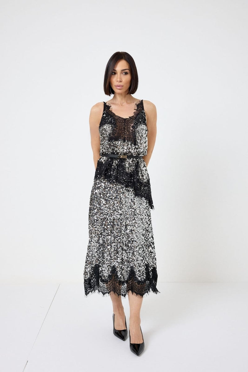 Gonna in paillettes argento FEDERICA BI