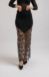 Gonna nera tricot e pizzo chantilly FEDERICA BI