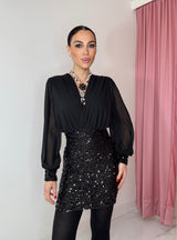 Abito in chiffon e paillettes FEDERICA BI