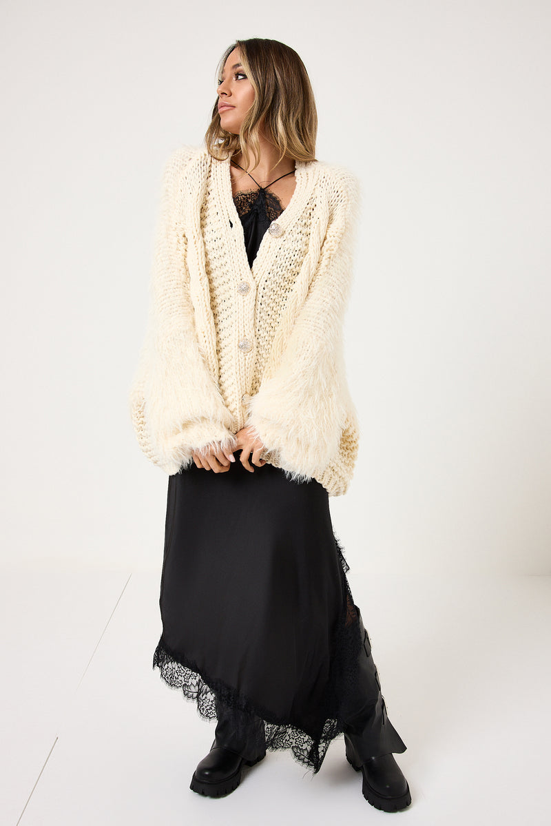 Cardigan treccia e ciniglia FEDERICA BI ( vari colori )